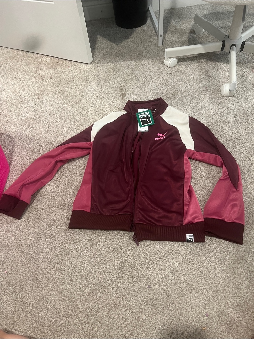 Puma Kids Burgundy and Pink Colorblock Track Jacket